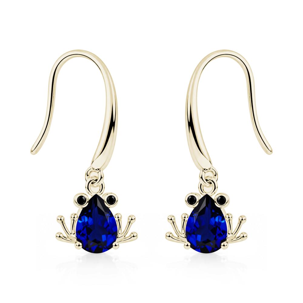 Pear Cut Aquamarine and Black Spinel Frog Hook Earrings - LUO Jewelry #gemstone_Sapphire and Black Spinel