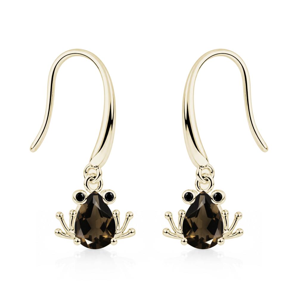 Pear Cut Aquamarine and Black Spinel Frog Hook Earrings - LUO Jewelry #gemstone_Smoky Quartz and Black Spinel