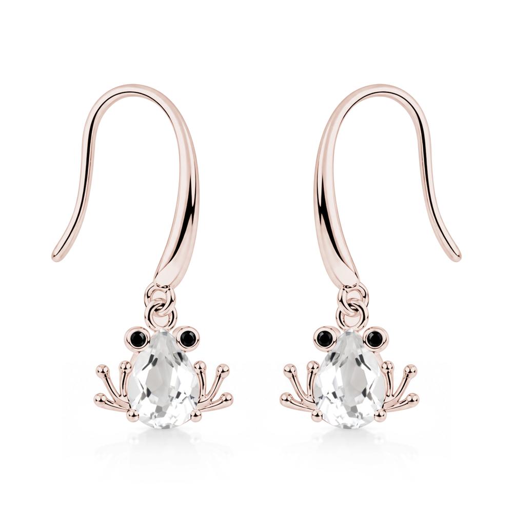 Pear Cut Aquamarine and Black Spinel Frog Hook Earrings - LUO Jewelry #gemstone_White Topaz and Black Spinel