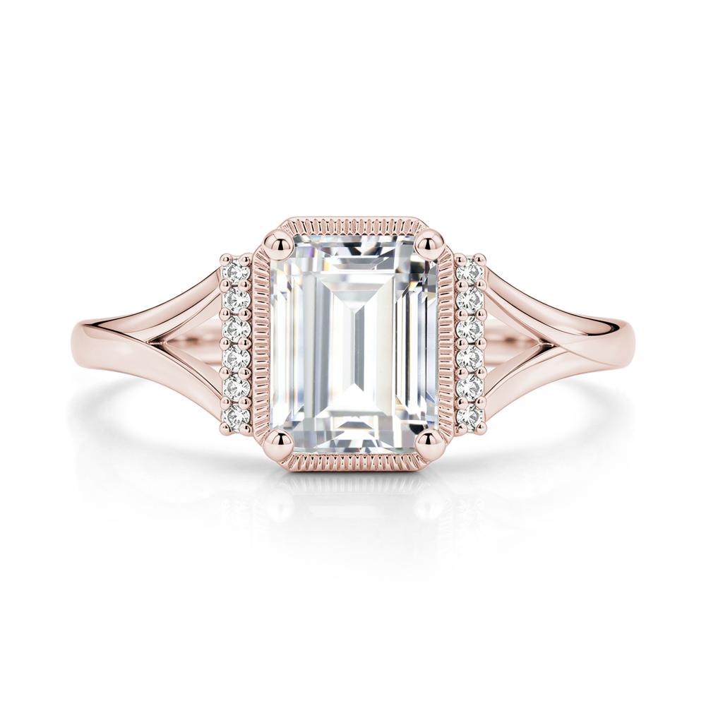 Split Shank Emerald Cut Black Spinel Milgrain Ring - LUO Jewelry #gemstone_Cubic Zirconia
