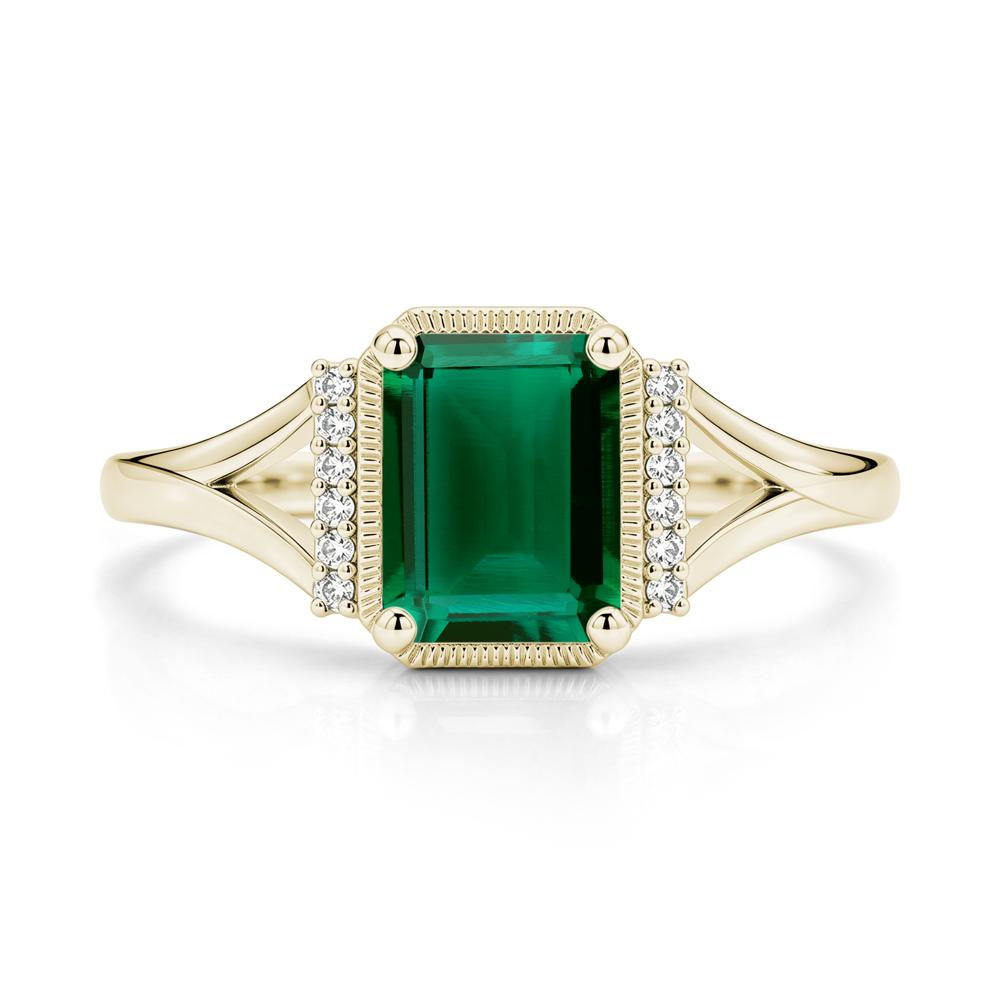 Split Shank Emerald Cut Black Spinel Milgrain Ring - LUO Jewelry #gemstone_Emerald