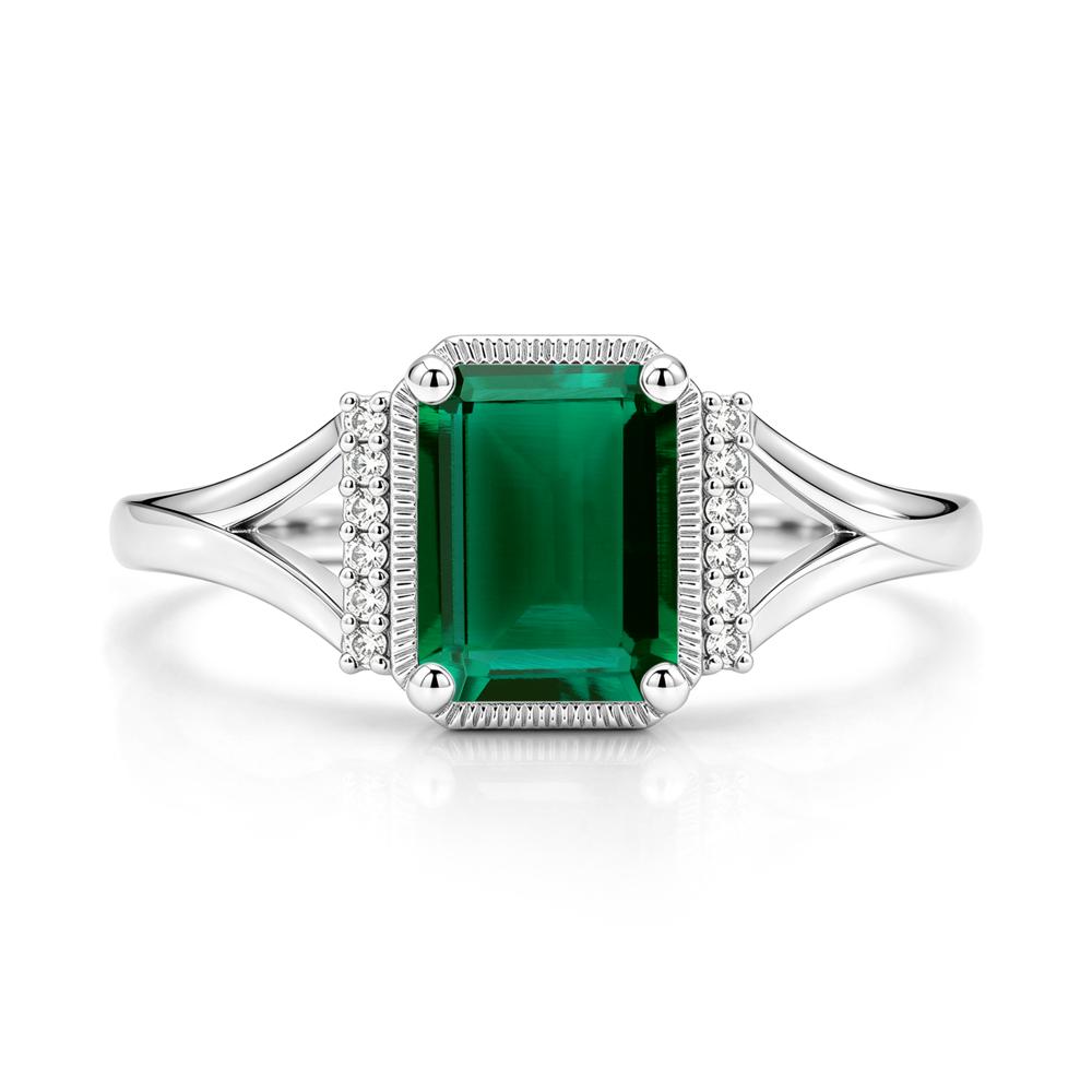 Split Shank Emerald Cut Black Spinel Milgrain Ring - LUO Jewelry #gemstone_Emerald