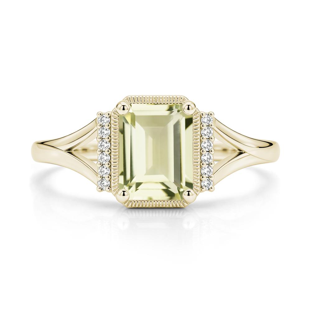 Split Shank Emerald Cut Black Spinel Milgrain Ring - LUO Jewelry #gemstone_Lemon Quartz