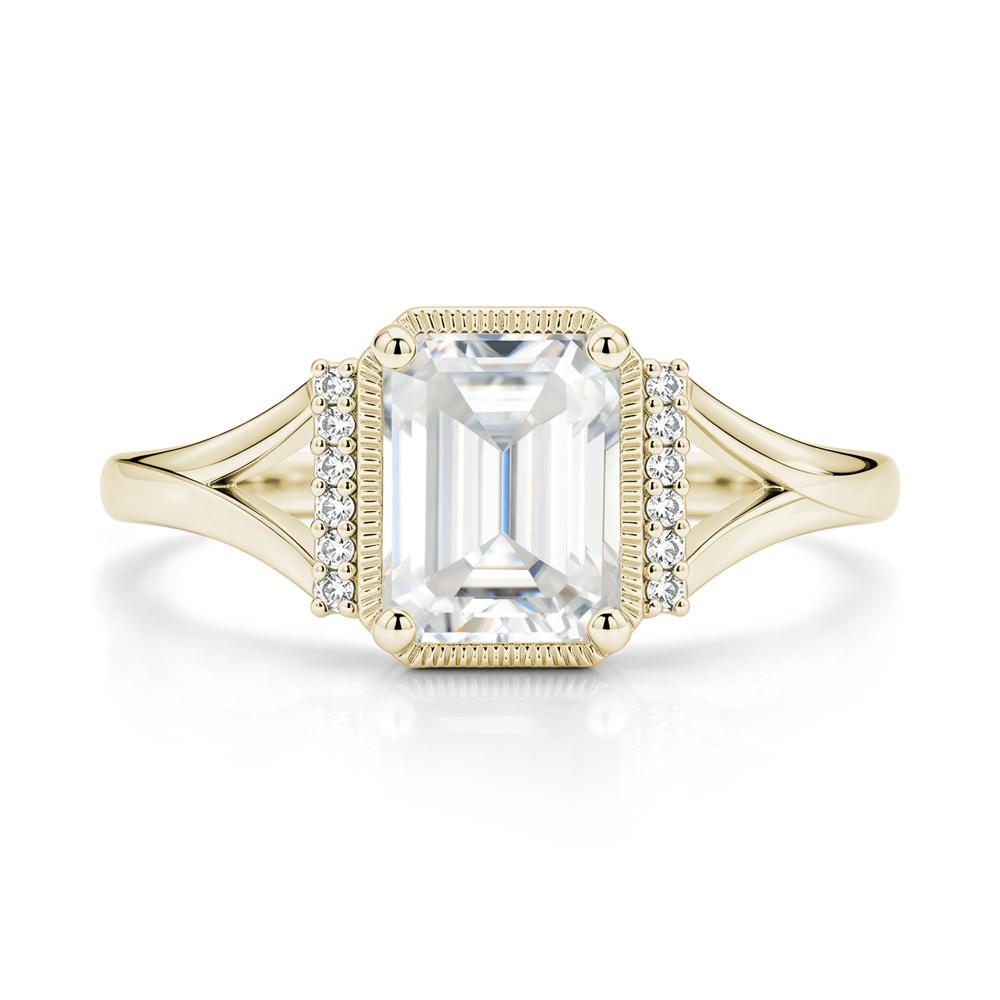 Split Shank Emerald Cut Black Spinel Milgrain Ring - LUO Jewelry #gemstone_Moissanite