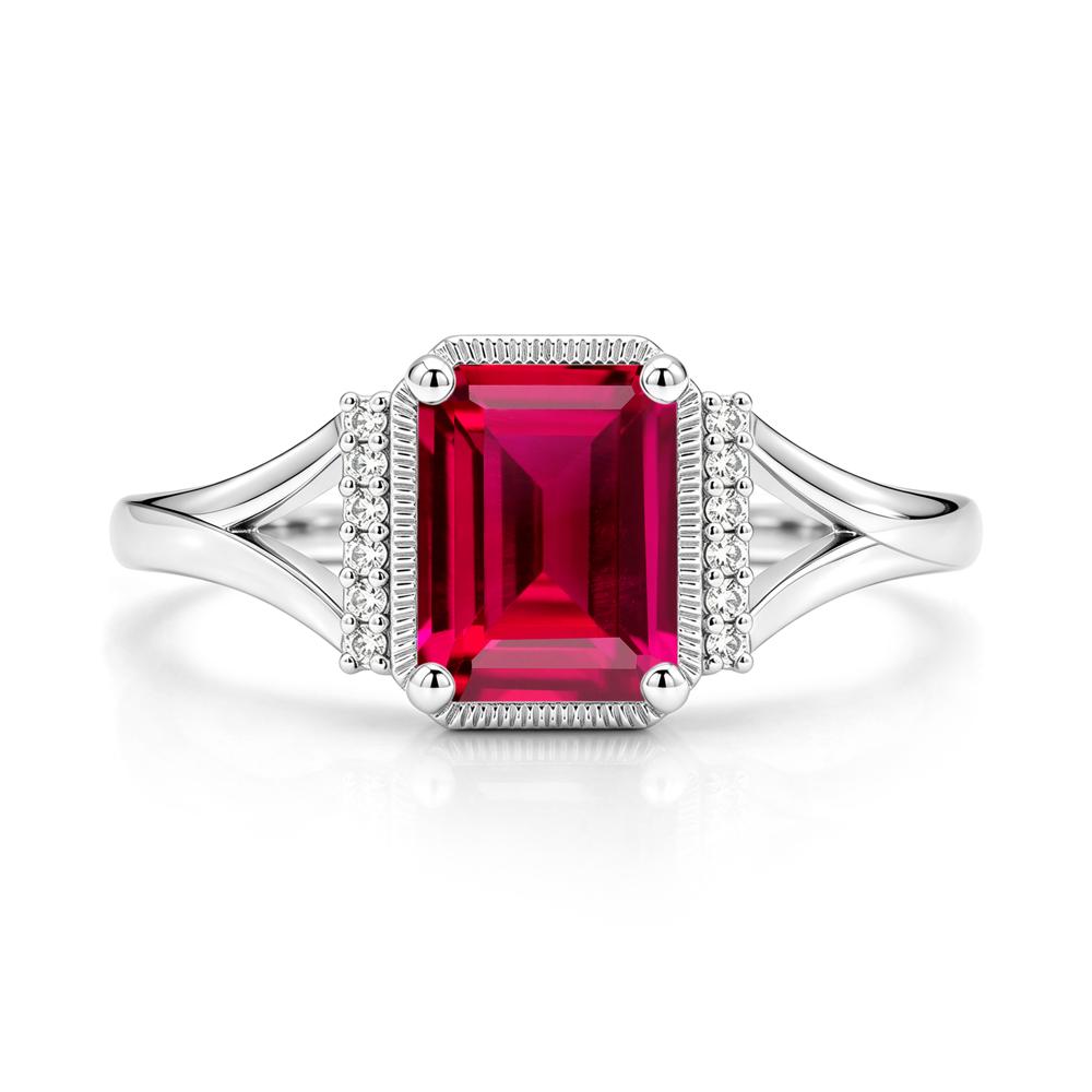 Split Shank Emerald Cut Black Spinel Milgrain Ring - LUO Jewelry #gemstone_Ruby