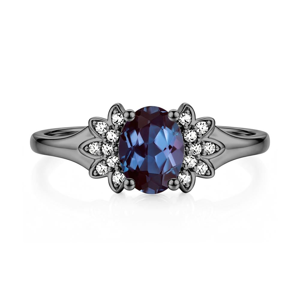 Oval Shaped London Blue Topaz Cluster Cocktail Ring - LUO Jewelry #gemstone_Alexandrite