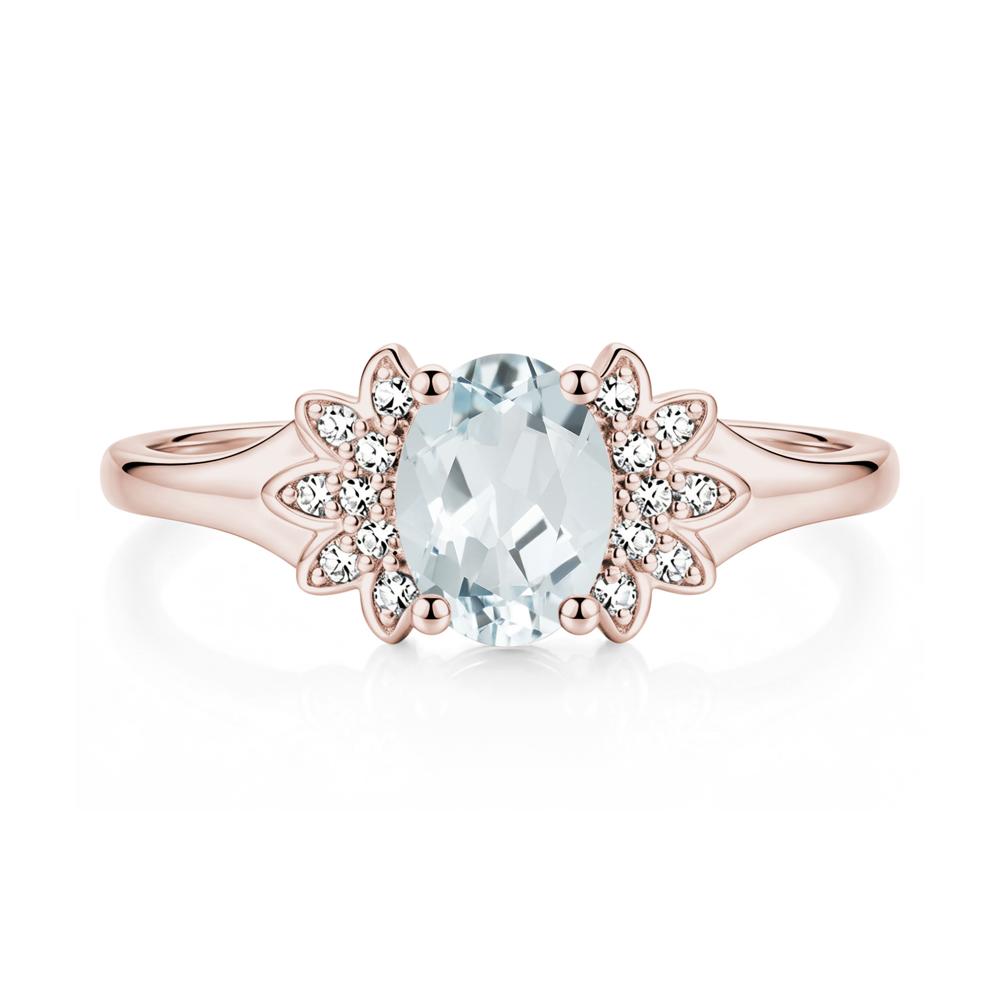 Oval Shaped London Blue Topaz Cluster Cocktail Ring - LUO Jewelry #gemstone_Aquamarine