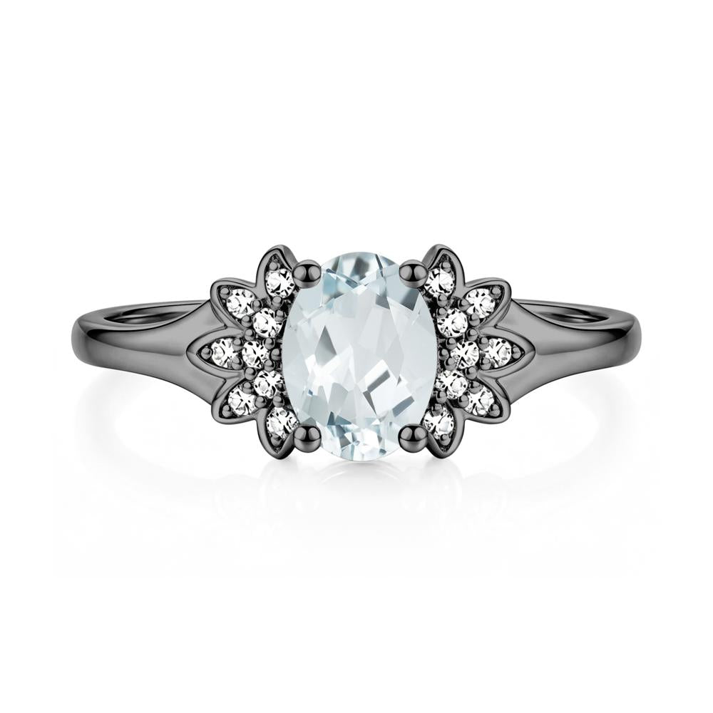 Oval Shaped London Blue Topaz Cluster Cocktail Ring - LUO Jewelry #gemstone_Aquamarine