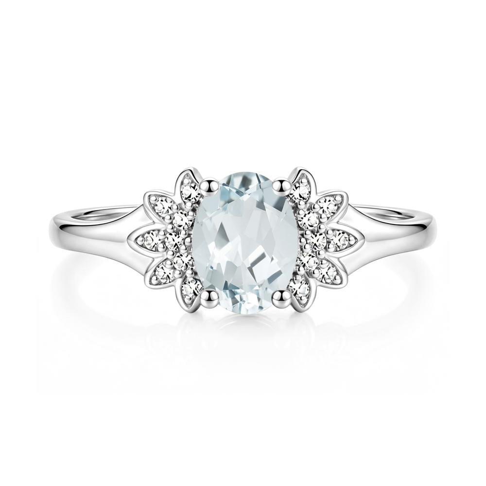Oval Shaped London Blue Topaz Cluster Cocktail Ring - LUO Jewelry #gemstone_Aquamarine