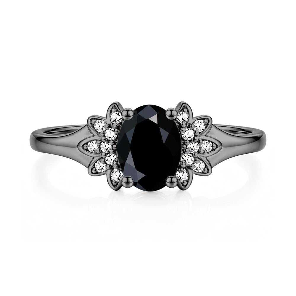 Oval Shaped London Blue Topaz Cluster Cocktail Ring - LUO Jewelry #gemstone_Black Spinel