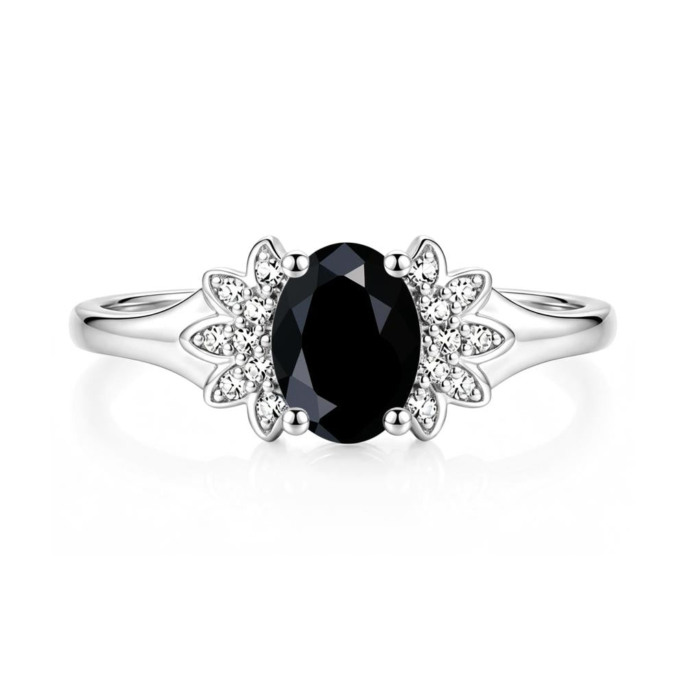 Oval Shaped London Blue Topaz Cluster Cocktail Ring - LUO Jewelry #gemstone_Black Spinel