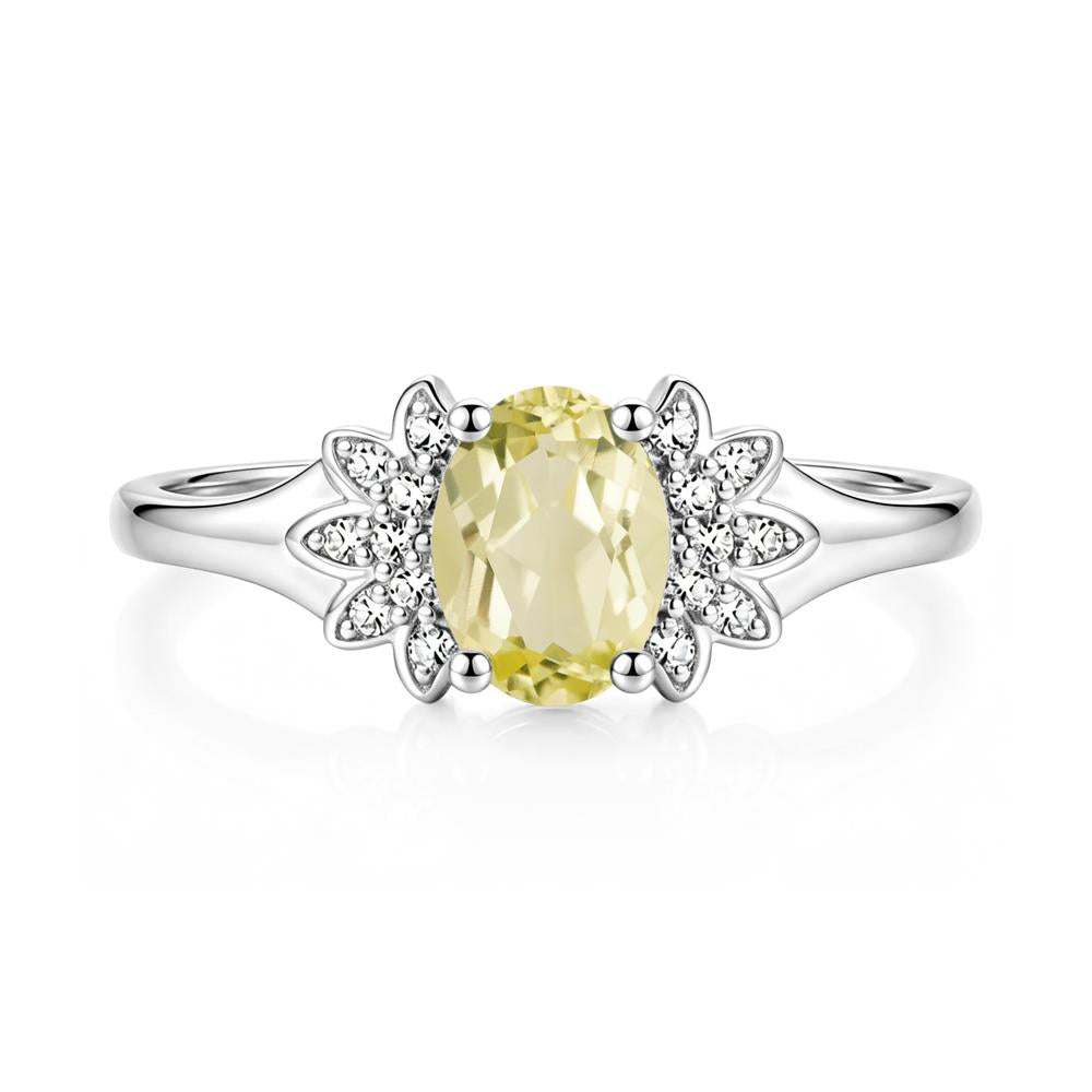 Oval Shaped London Blue Topaz Cluster Cocktail Ring - LUO Jewelry #gemstone_Lemon Quartz