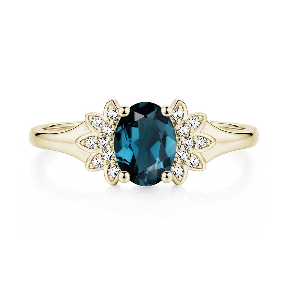Oval Shaped London Blue Topaz Cluster Cocktail Ring - LUO Jewelry #gemstone_London Blue Topaz