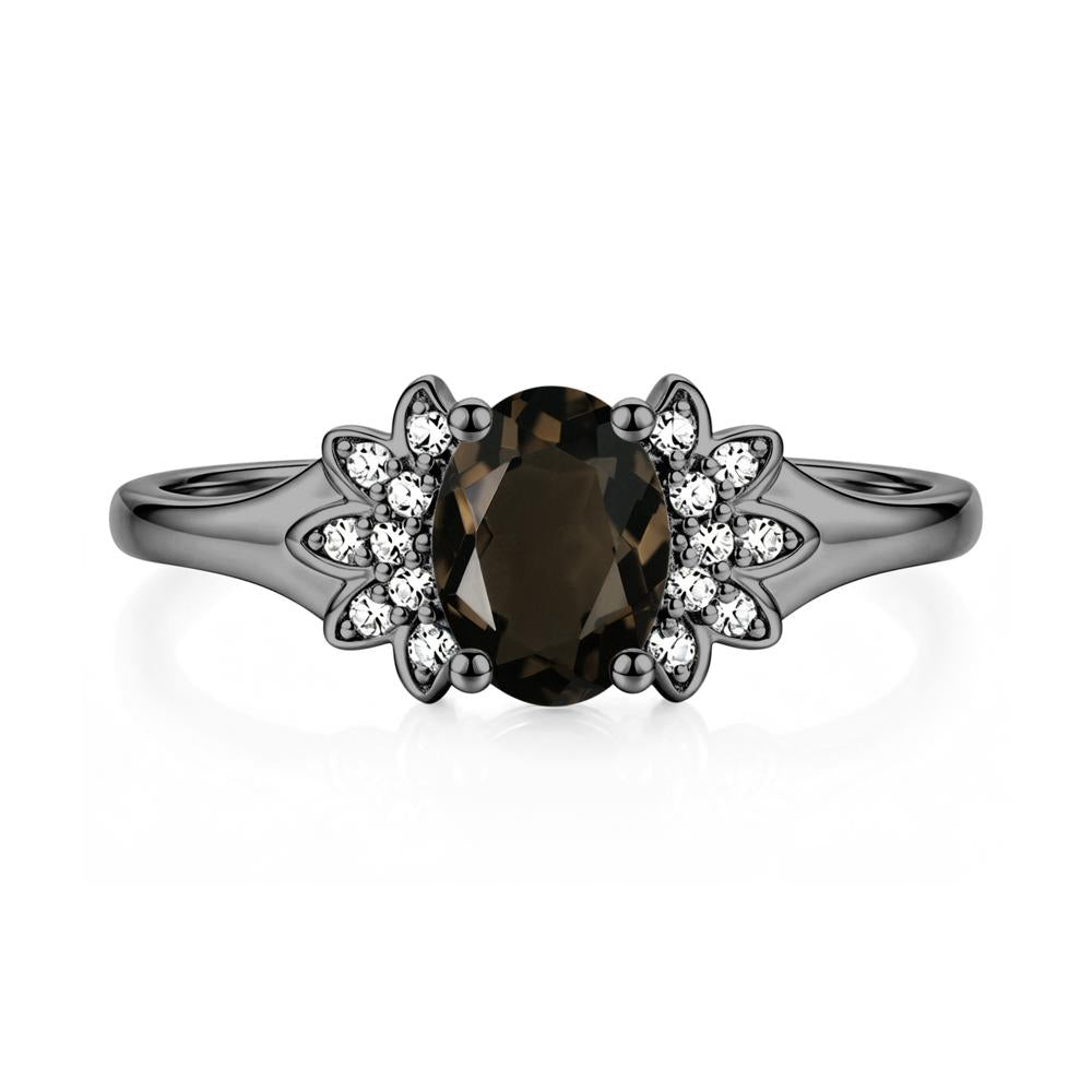 Oval Shaped London Blue Topaz Cluster Cocktail Ring - LUO Jewelry #gemstone_Smoky Quartz