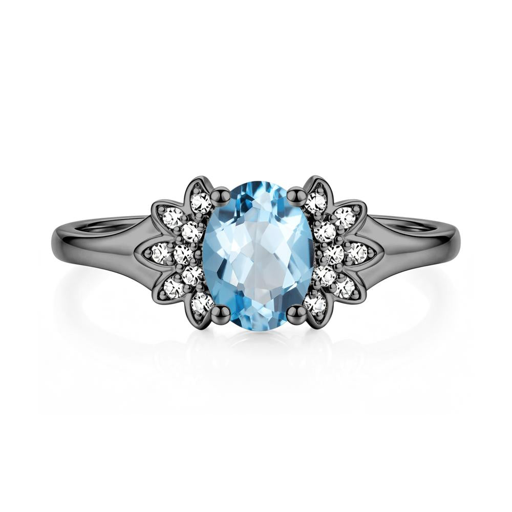 Oval Shaped London Blue Topaz Cluster Cocktail Ring - LUO Jewelry #gemstone_Swiss Blue Topaz