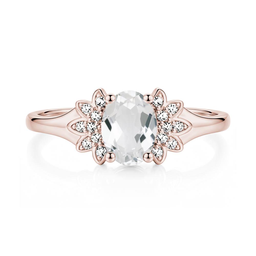Oval Shaped London Blue Topaz Cluster Cocktail Ring - LUO Jewelry #gemstone_White Topaz