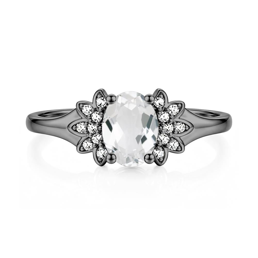 Oval Shaped London Blue Topaz Cluster Cocktail Ring - LUO Jewelry #gemstone_White Topaz