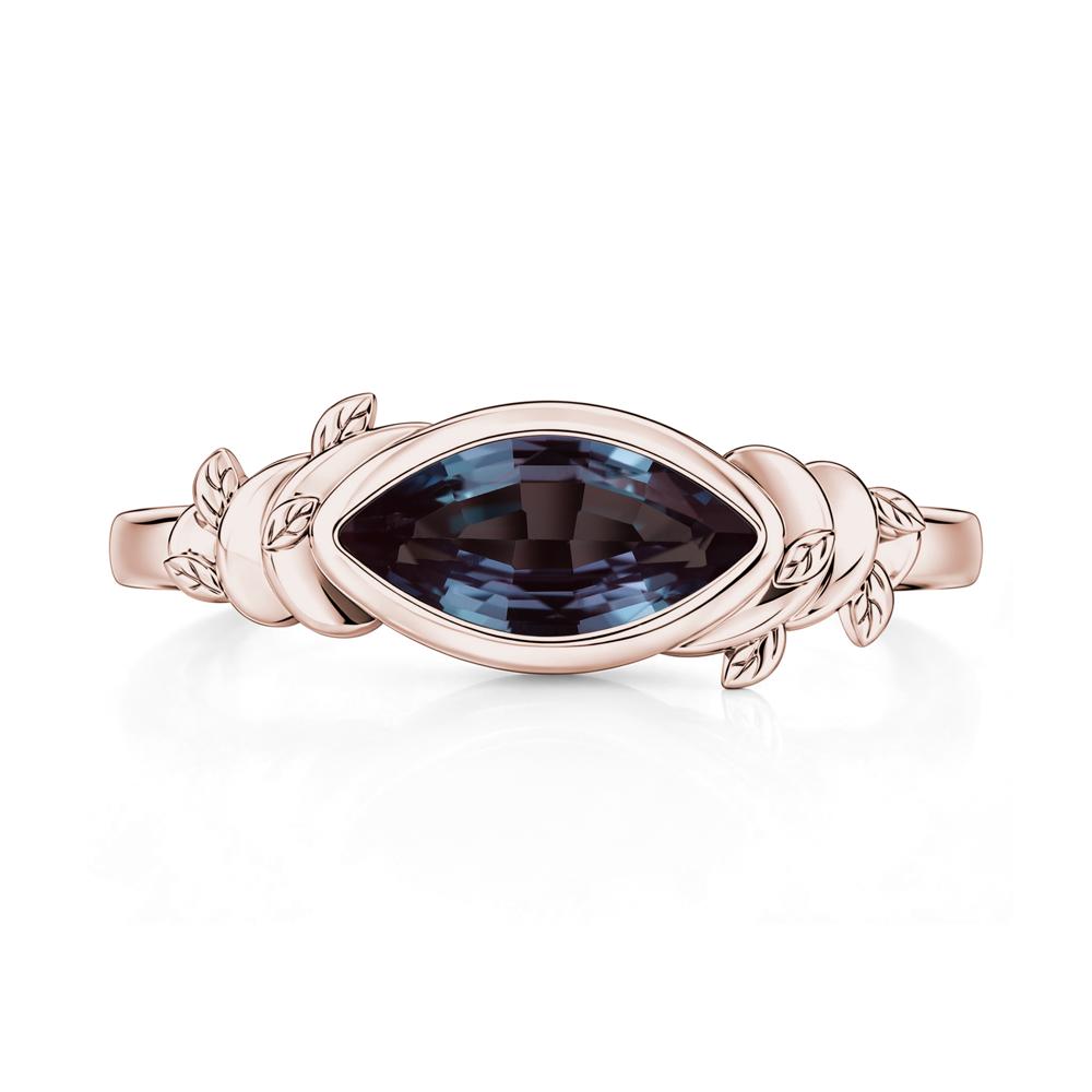 East West Marquise Cut Garnet Leaf and Vine Ring - LUO Jewelry #gemstone_Alexandrite