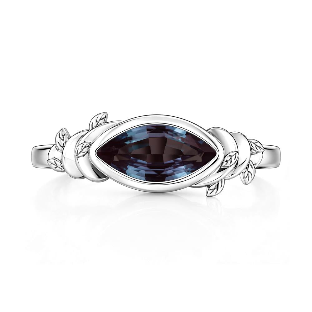 East West Marquise Cut Garnet Leaf and Vine Ring - LUO Jewelry #gemstone_Alexandrite
