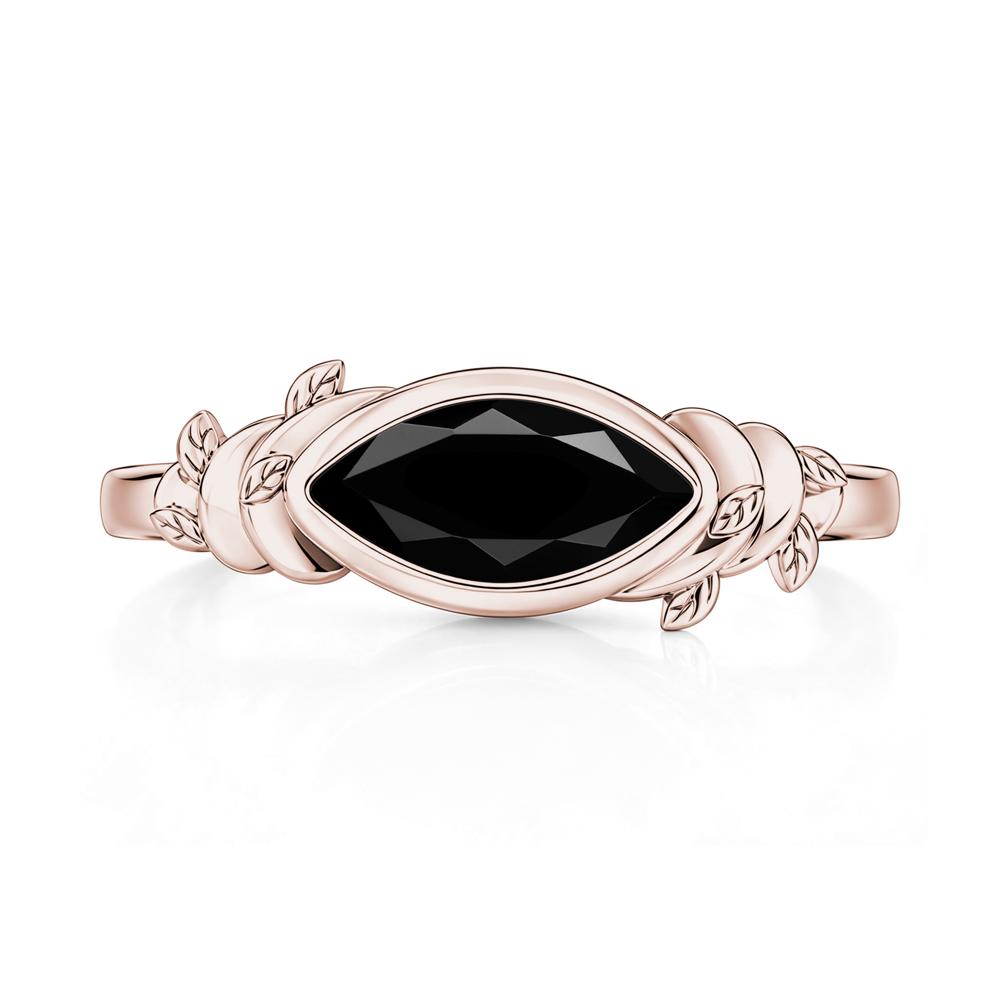 East West Marquise Cut Garnet Leaf and Vine Ring - LUO Jewelry #gemstone_Black Spinel