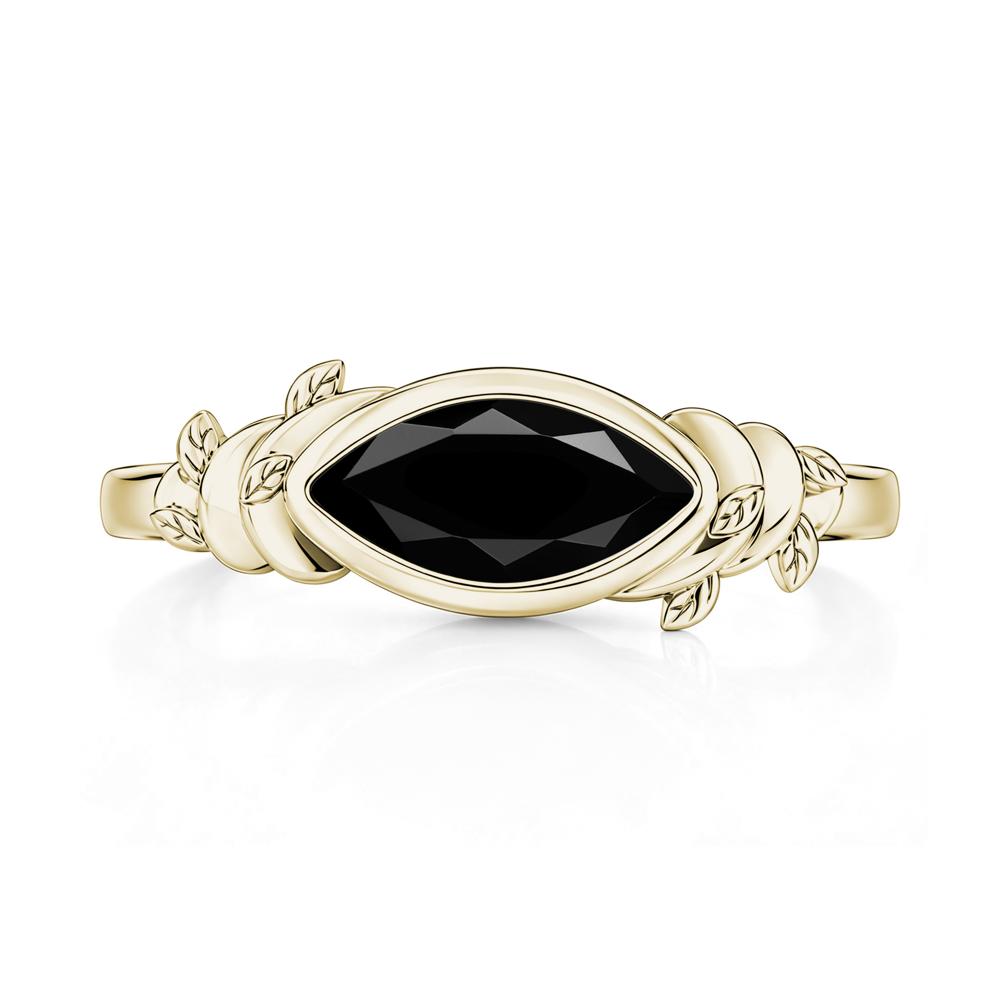 East West Marquise Cut Garnet Leaf and Vine Ring - LUO Jewelry #gemstone_Black Spinel