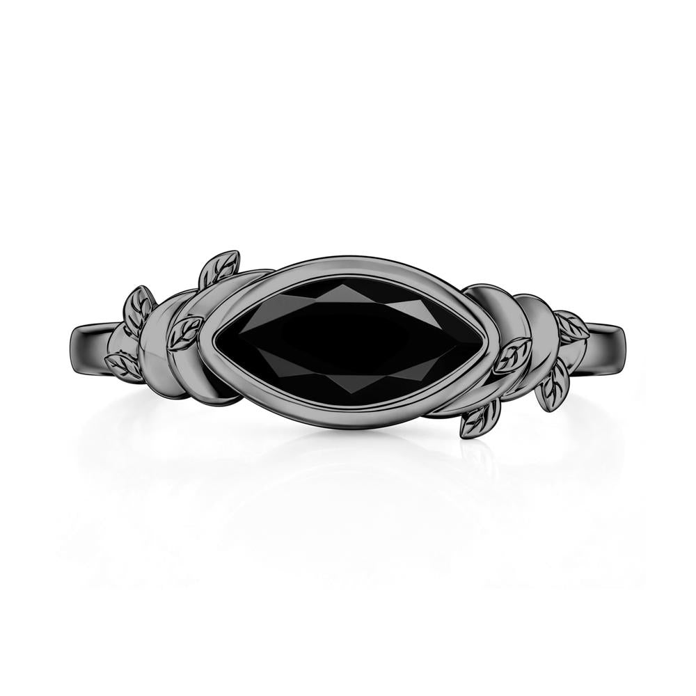 East West Marquise Cut Garnet Leaf and Vine Ring - LUO Jewelry #gemstone_Black Spinel