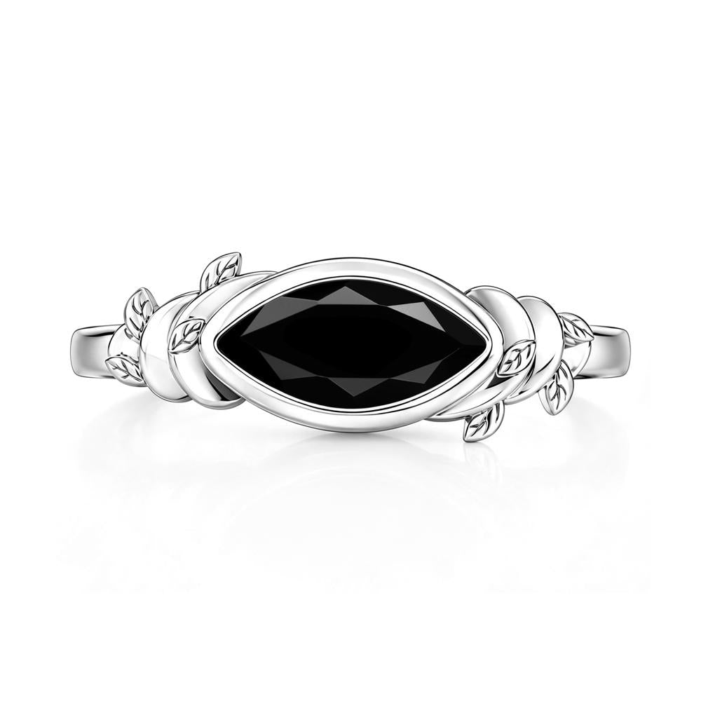 East West Marquise Cut Garnet Leaf and Vine Ring - LUO Jewelry #gemstone_Black Spinel