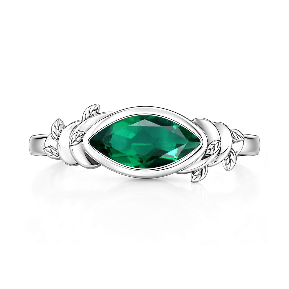 East West Marquise Cut Garnet Leaf and Vine Ring - LUO Jewelry #gemstone_Emerald