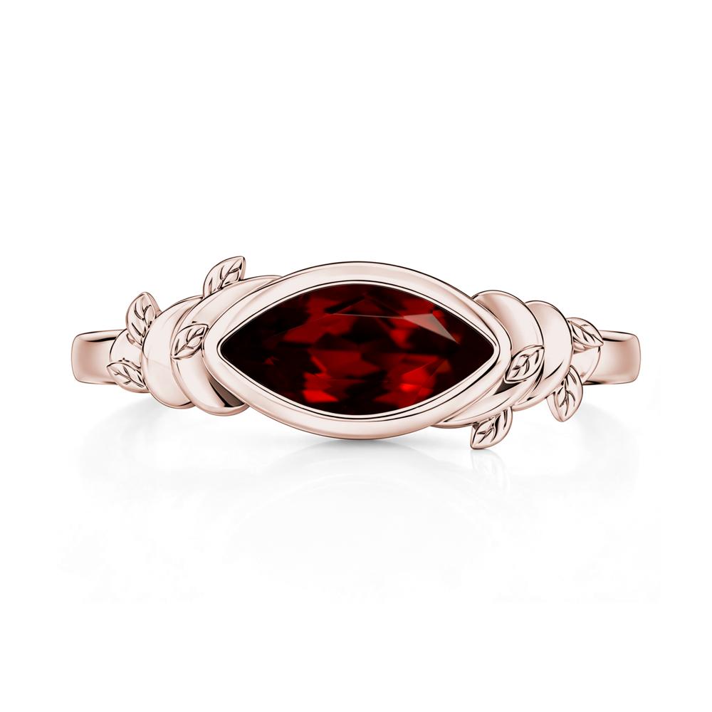 East West Marquise Cut Garnet Leaf and Vine Ring - LUO Jewelry #gemstone_Garnet