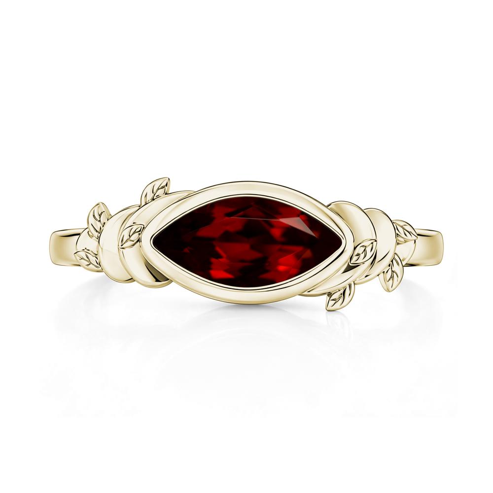 East West Marquise Cut Garnet Leaf and Vine Ring - LUO Jewelry #gemstone_Garnet