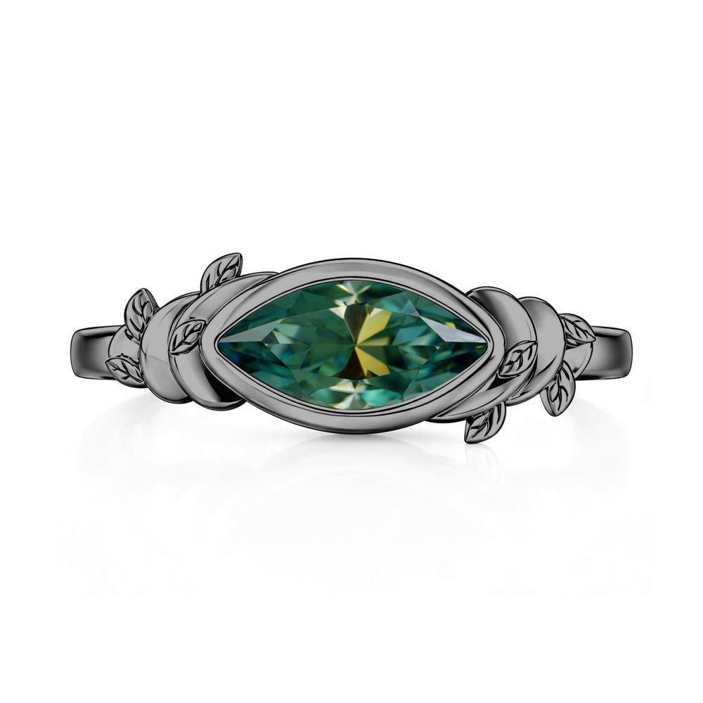 East West Marquise Cut Garnet Leaf and Vine Ring - LUO Jewelry #gemstone_Green Moissanite