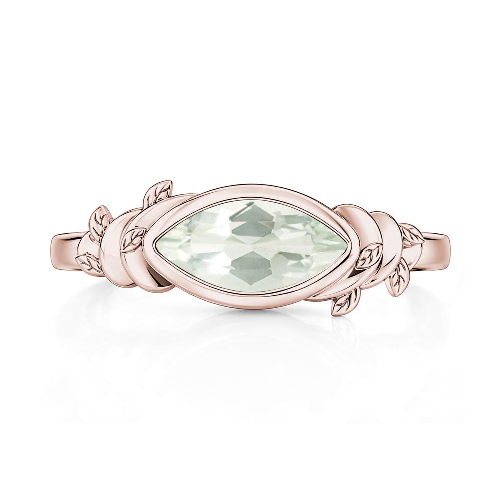 East West Marquise Cut Garnet Leaf and Vine Ring - LUO Jewelry #gemstone_Green Amethyst