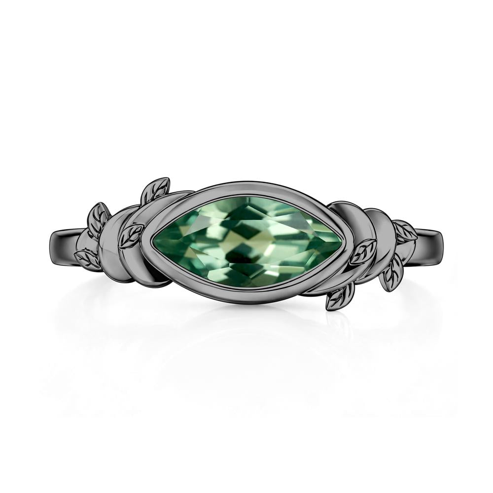 East West Marquise Cut Garnet Leaf and Vine Ring - LUO Jewelry #gemstone_Green Sapphire