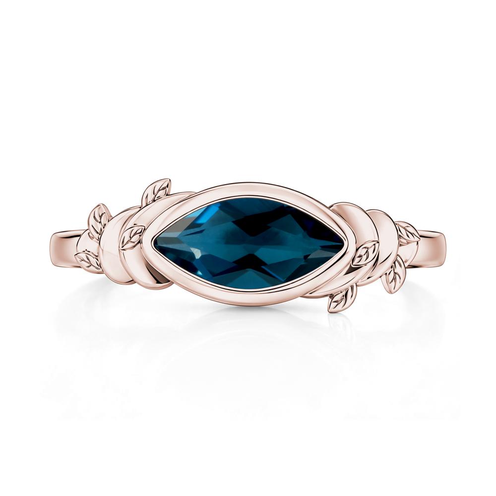East West Marquise Cut Garnet Leaf and Vine Ring - LUO Jewelry #gemstone_London Blue Topaz