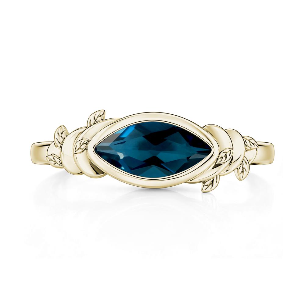 East West Marquise Cut Garnet Leaf and Vine Ring - LUO Jewelry #gemstone_London Blue Topaz