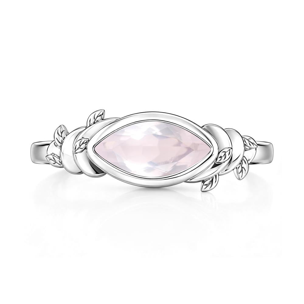 East West Marquise Cut Garnet Leaf and Vine Ring - LUO Jewelry #gemstone_Rose Quartz