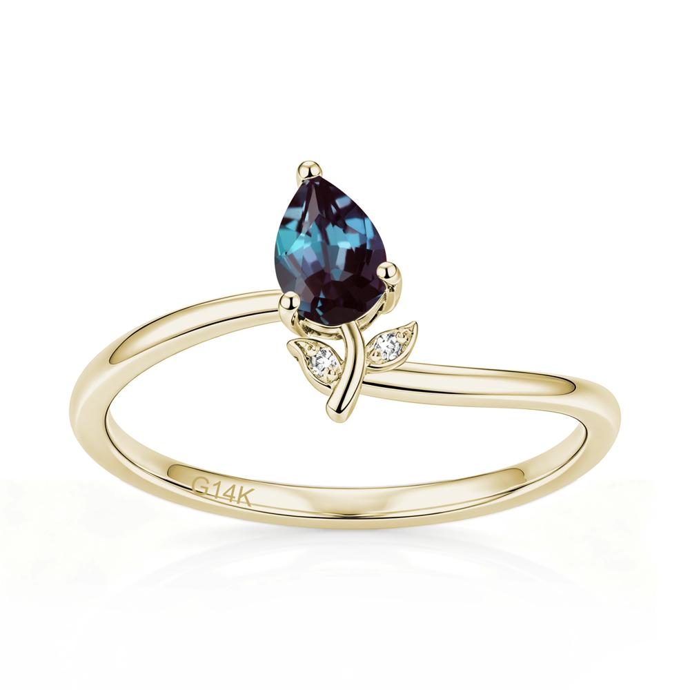 Nature Inspired Pear Cut Sapphire Floral Ring - LUO Jewelry #gemstone_Alexandrite