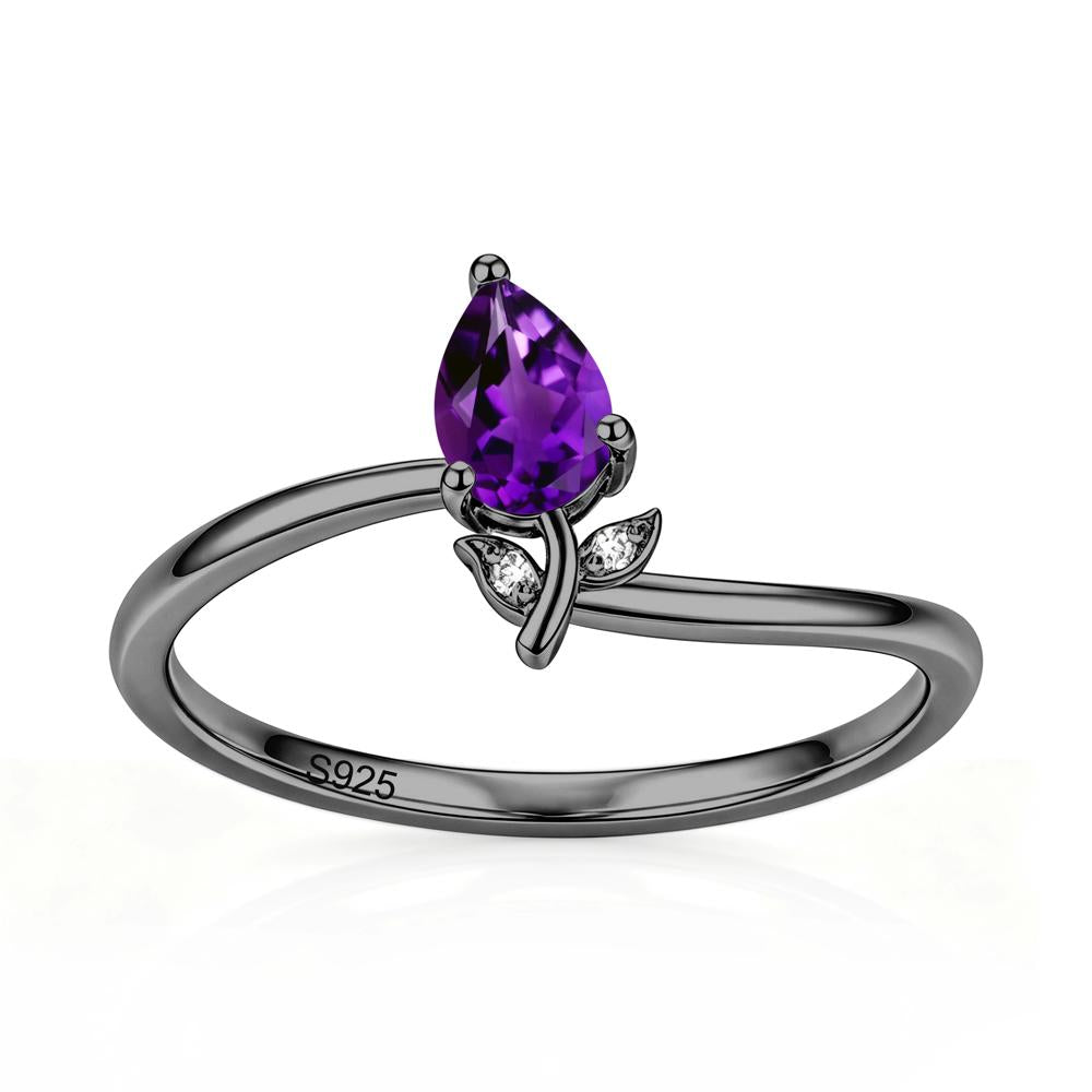 Nature Inspired Pear Cut Sapphire Floral Ring - LUO Jewelry #gemstone_Amethyst