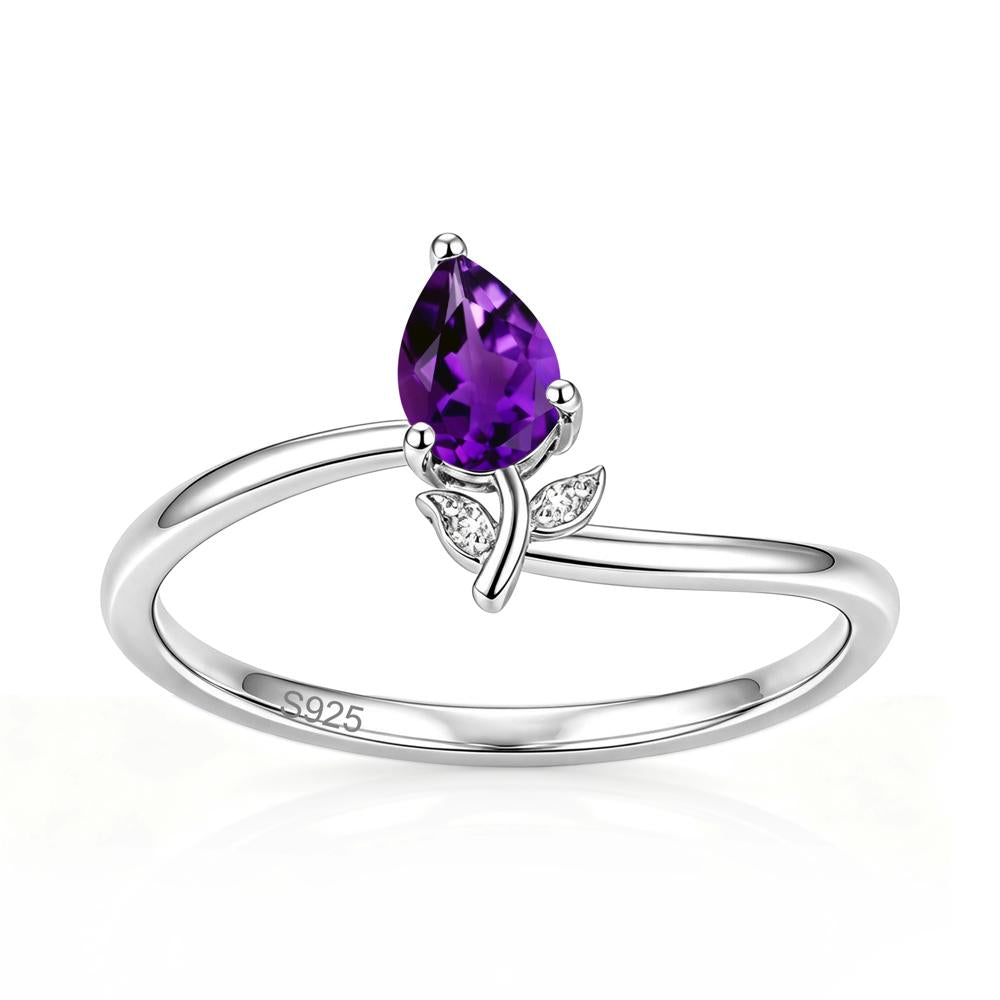 Nature Inspired Pear Cut Sapphire Floral Ring - LUO Jewelry #gemstone_Amethyst