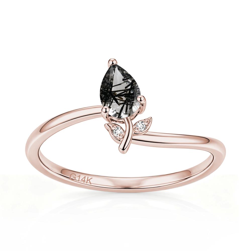 Nature Inspired Pear Cut Sapphire Floral Ring - LUO Jewelry #gemstone_Black Rutilated Quartz