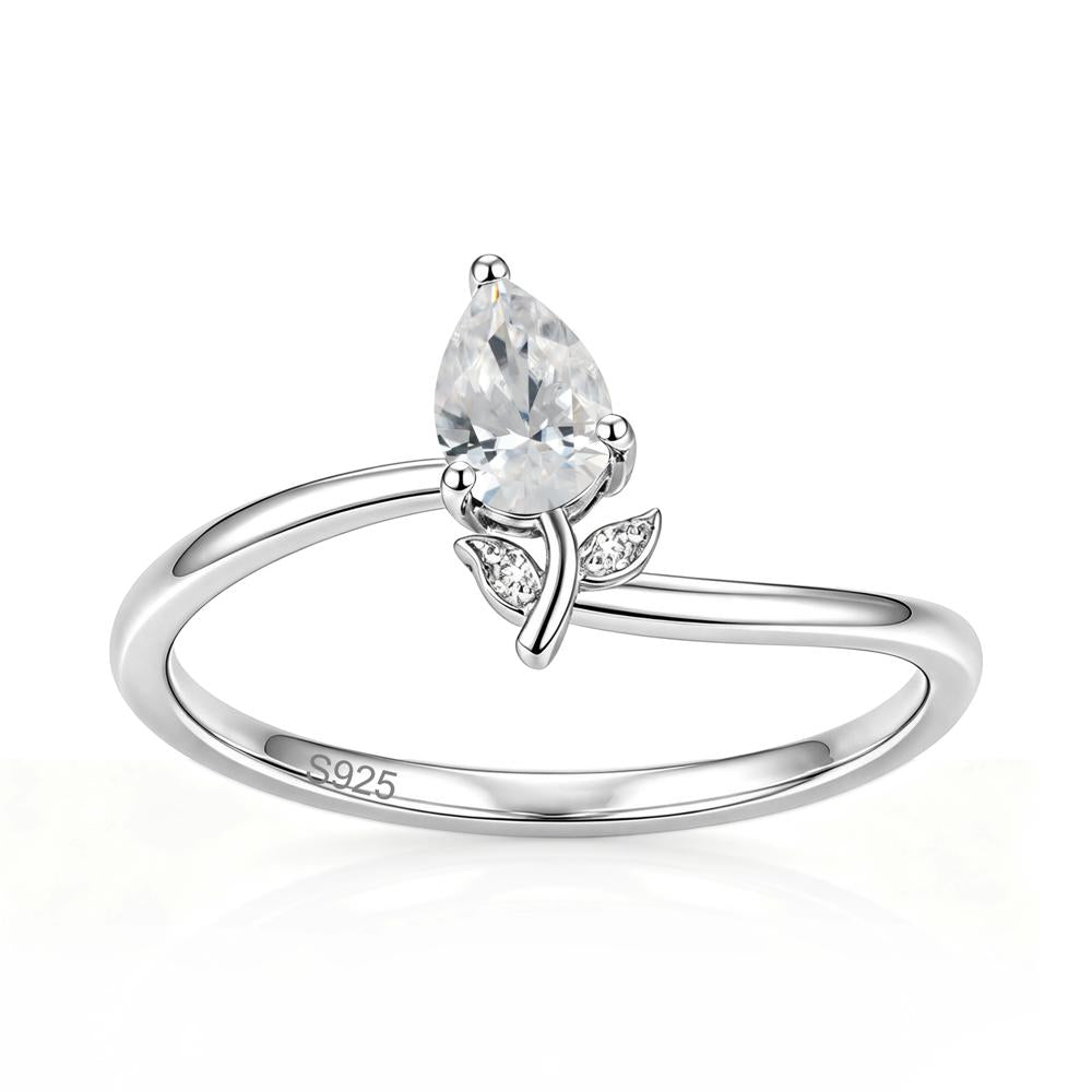 Nature Inspired Pear Cut Sapphire Floral Ring - LUO Jewelry #gemstone_Cubic Zirconia