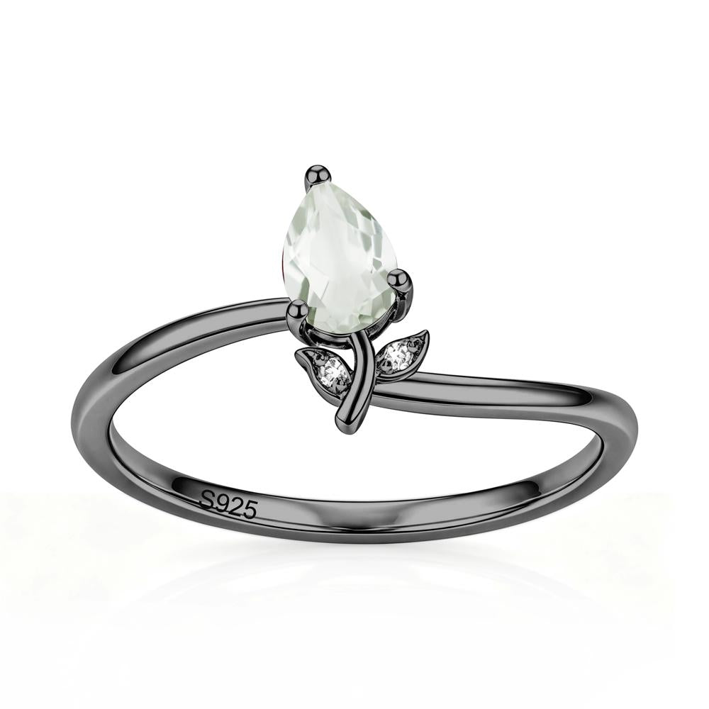 Nature Inspired Pear Cut Sapphire Floral Ring - LUO Jewelry #gemstone_Green Amethyst