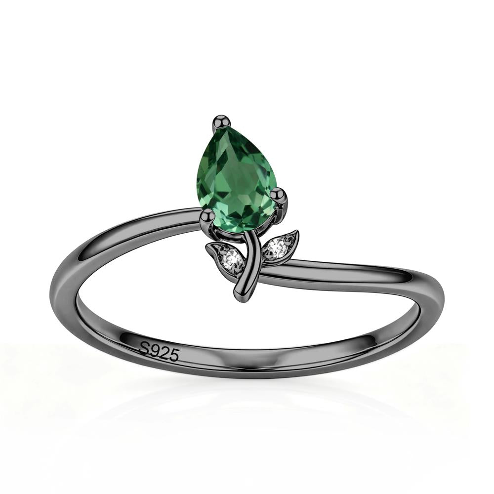 Nature Inspired Pear Cut Sapphire Floral Ring - LUO Jewelry #gemstone_Green Sapphire