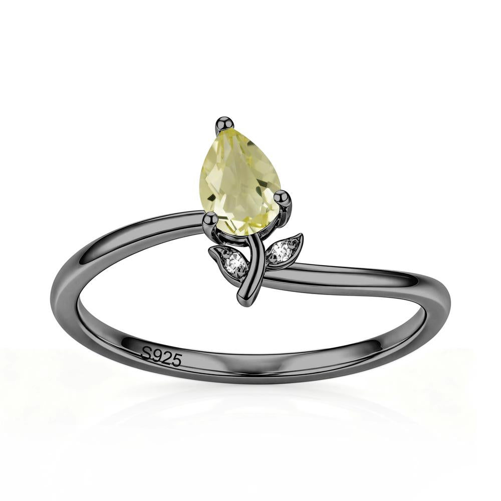 Nature Inspired Pear Cut Sapphire Floral Ring - LUO Jewelry #gemstone_Lemon Quartz