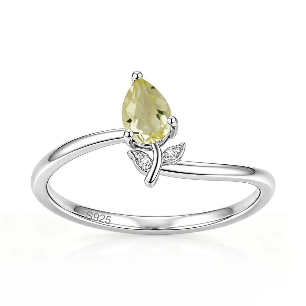Nature Inspired Pear Cut Sapphire Floral Ring - LUO Jewelry #gemstone_Lemon Quartz
