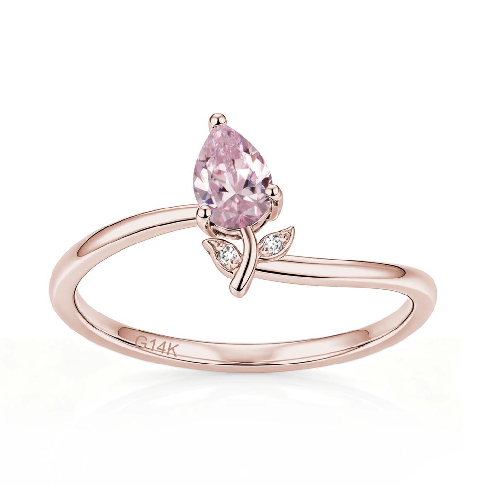 Nature Inspired Pear Cut Sapphire Floral Ring - LUO Jewelry #gemstone_Pink Cubic Zirconia