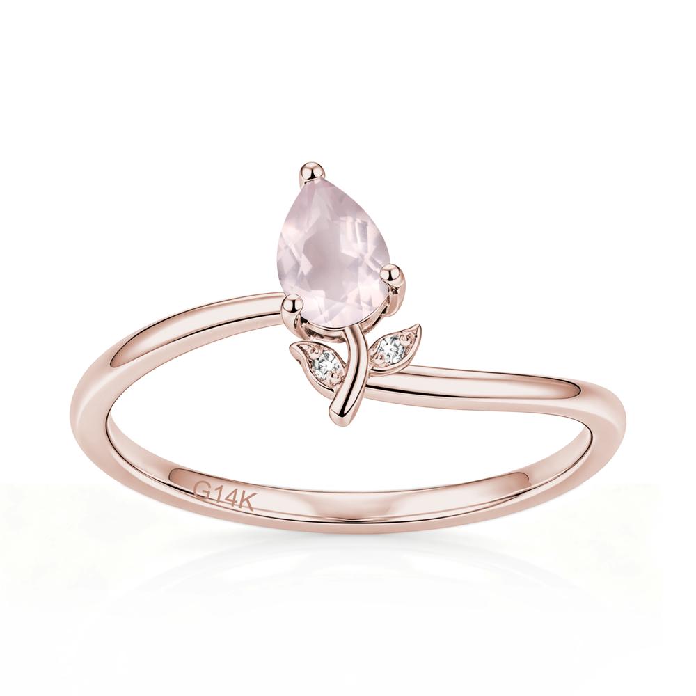 Nature Inspired Pear Cut Sapphire Floral Ring - LUO Jewelry #gemstone_Rose Quartz