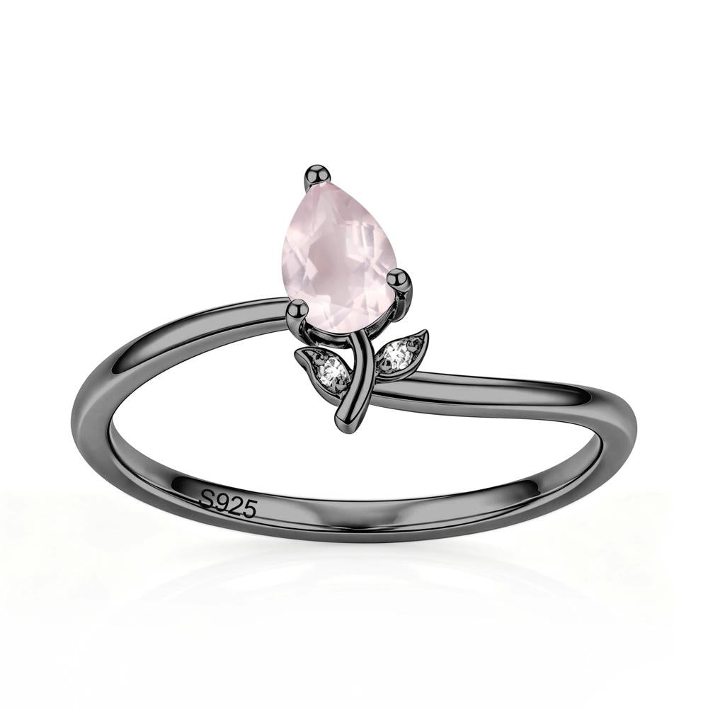 Nature Inspired Pear Cut Sapphire Floral Ring - LUO Jewelry #gemstone_Rose Quartz