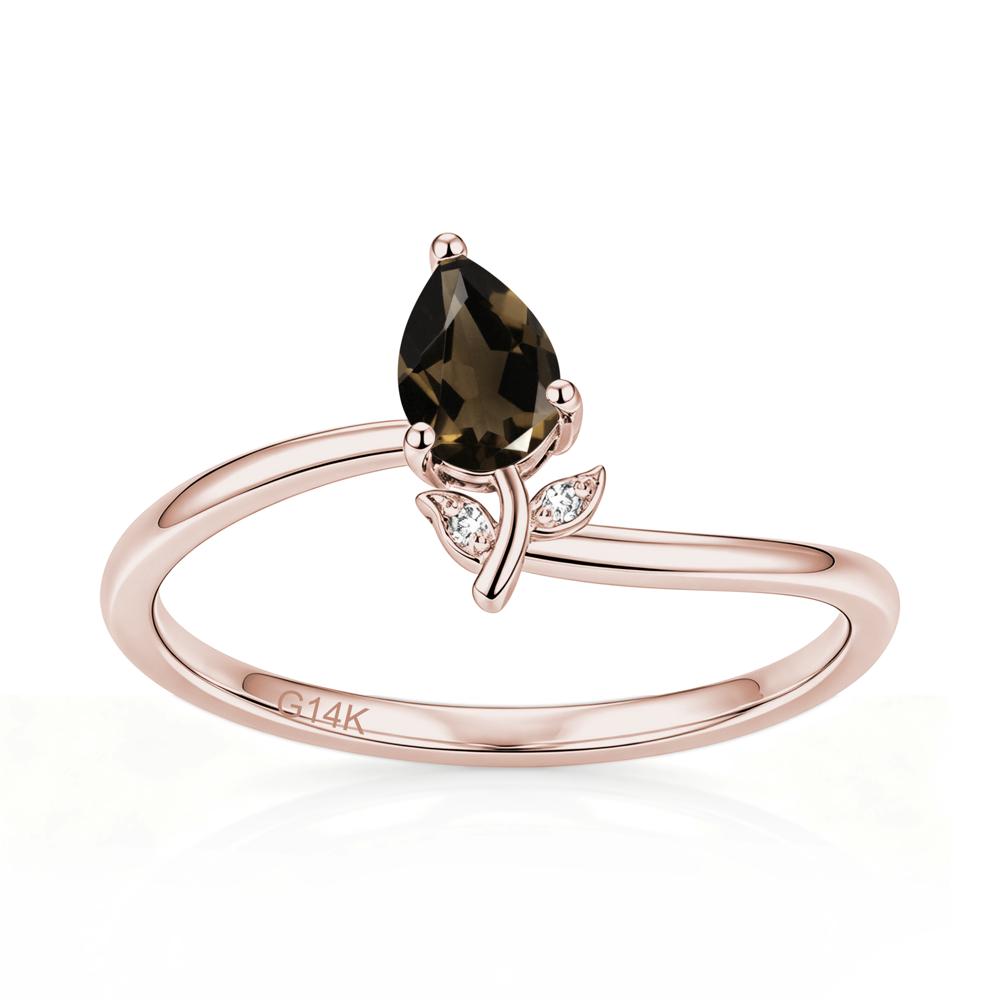 Nature Inspired Pear Cut Sapphire Floral Ring - LUO Jewelry #gemstone_Smoky Quartz