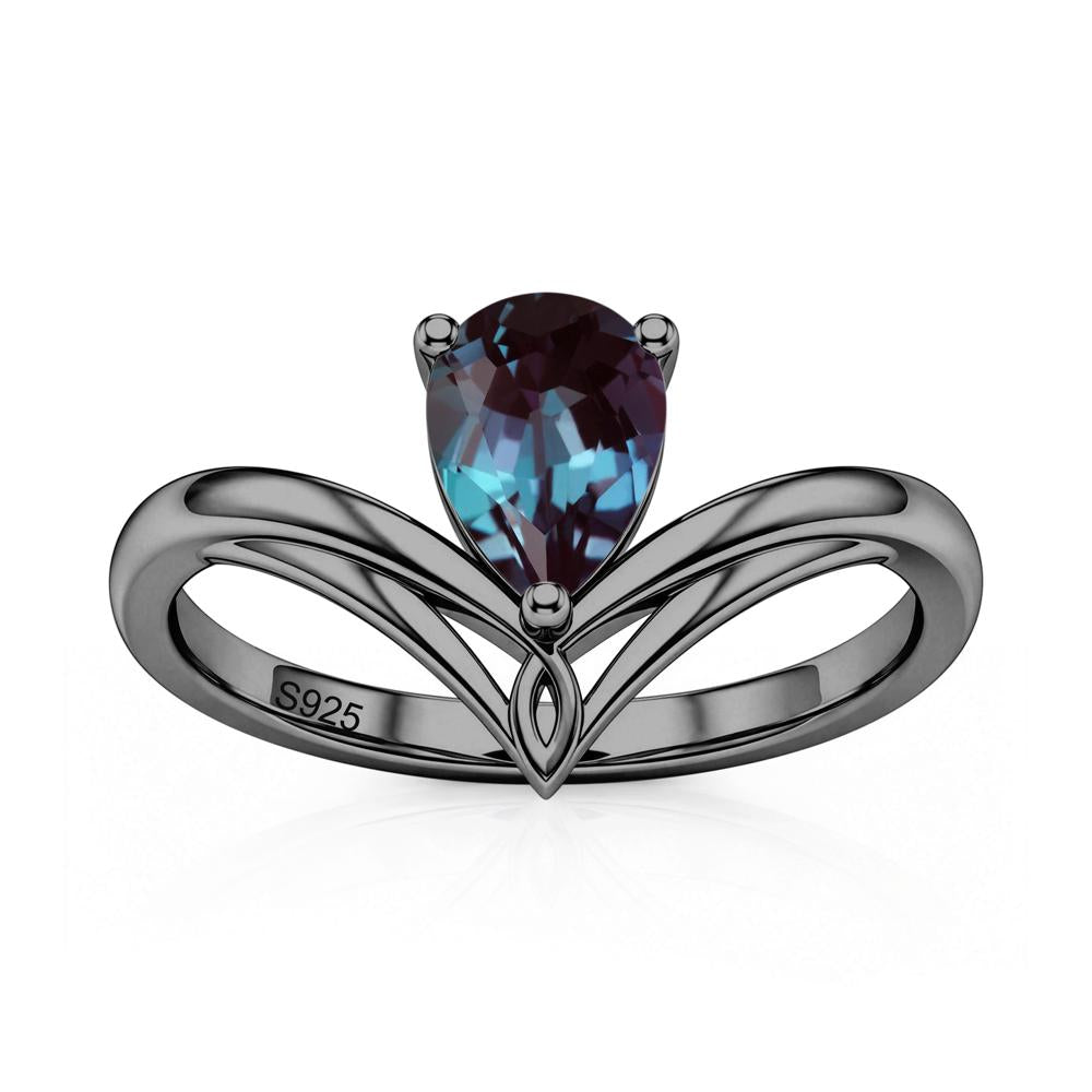 Solitaire Pear Cut Amethyst Chevron Ring - LUO Jewelry #gemstone_Alexandrite